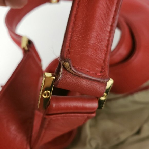 Tory Burch Dafina Red Hobo Bag Tote Handbag and Dustbag - Picture 10 of 11